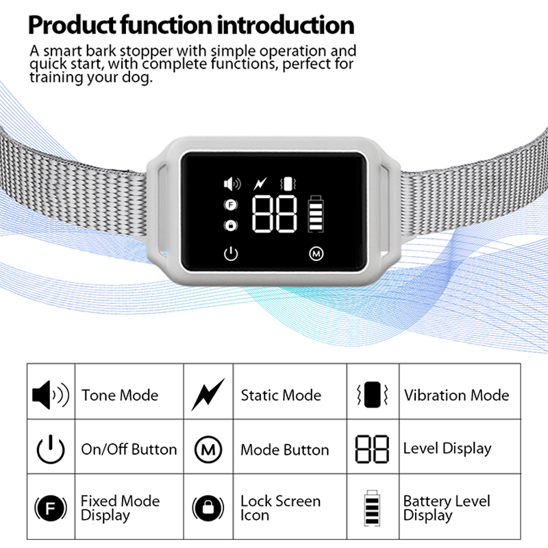 Automatic Dog Training Collar Digital Display Rainproof Rechargeable Adjustable Barking Collar