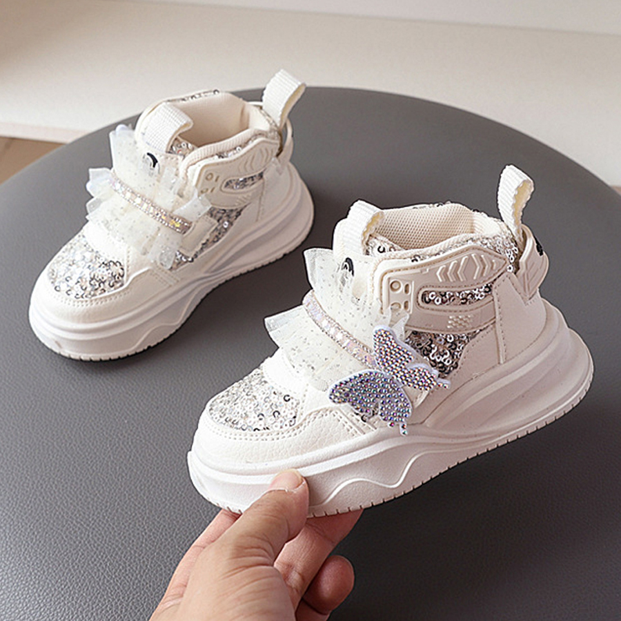 Girls Sneakers 2025 Fashion Children Platform Happysteps with Butterfly Shining Tennis Comforable Kids Sport Shoes Sizes 21 - 30