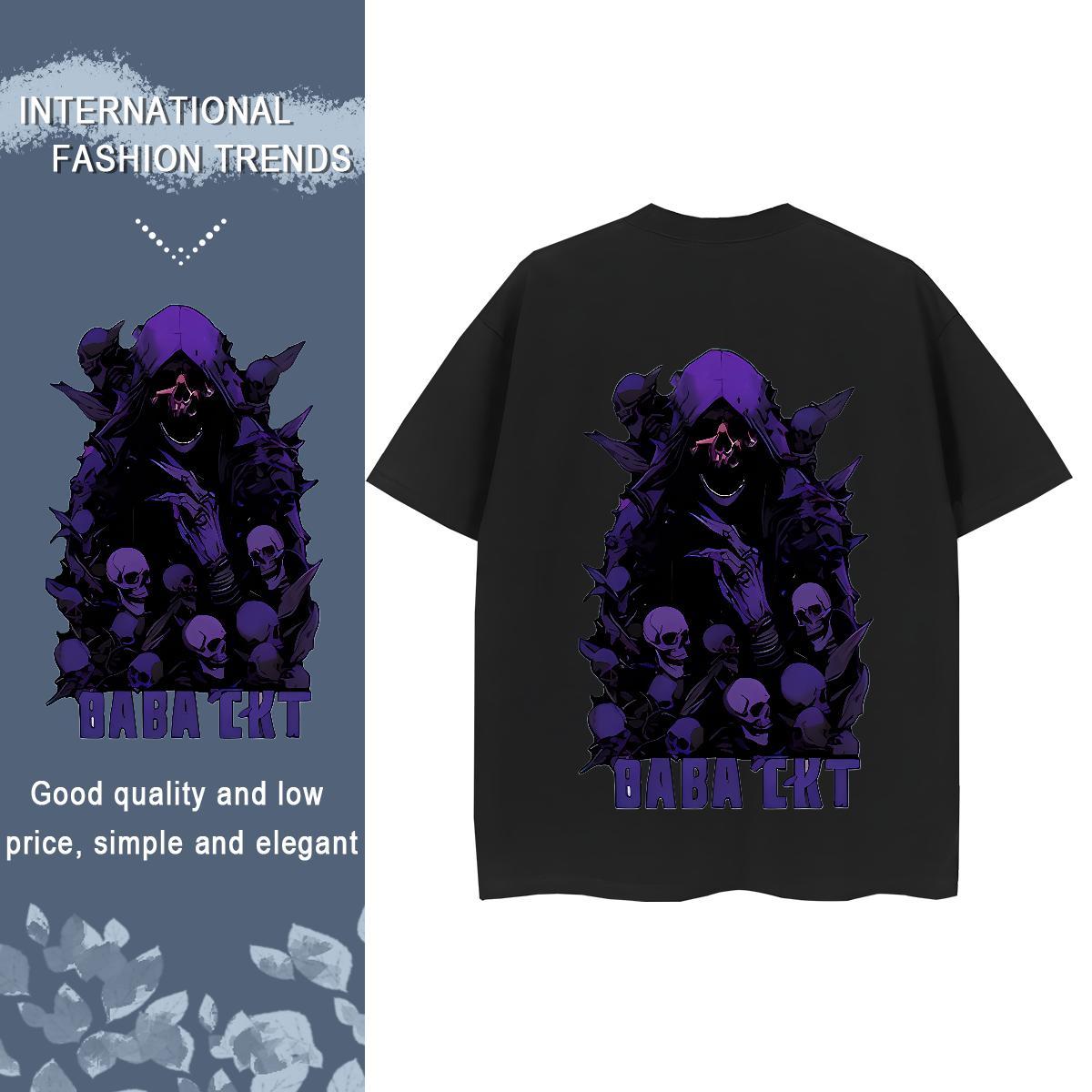 Custom T Shirt For Woman 100% Cotton 230g Breathable Short Sleeve Sports Street Wear skull Lady T shirt Designer Black Oversized Tops Shirt