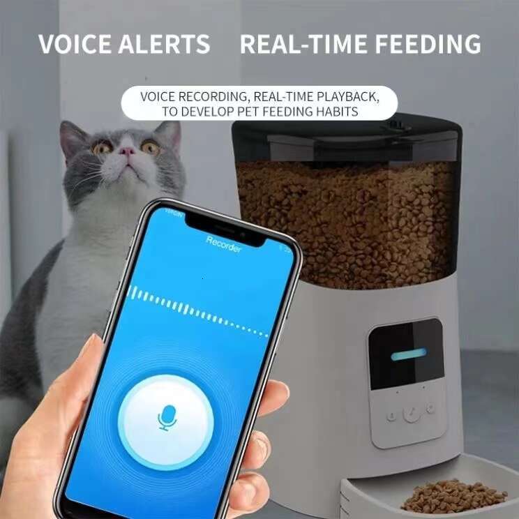 Tuya WiFi Auto-Connected Smart Pet Feeder 6L Visible Acrylic Hopper Battery-Powered Waterproof for Kitchen & Camping