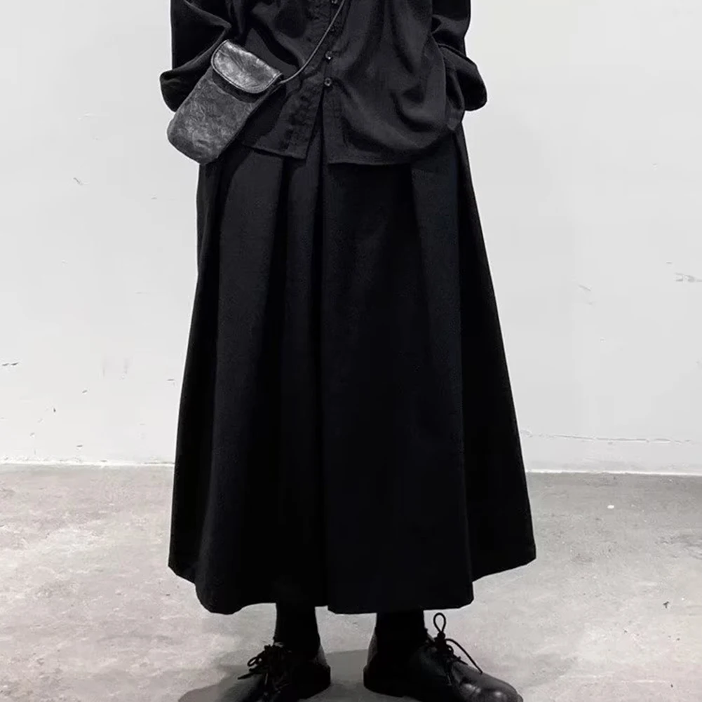Men/male Gothic Dark Style Loose Cropped Hakama Wide Leg Design Sense Samurai Pants Casual Solid