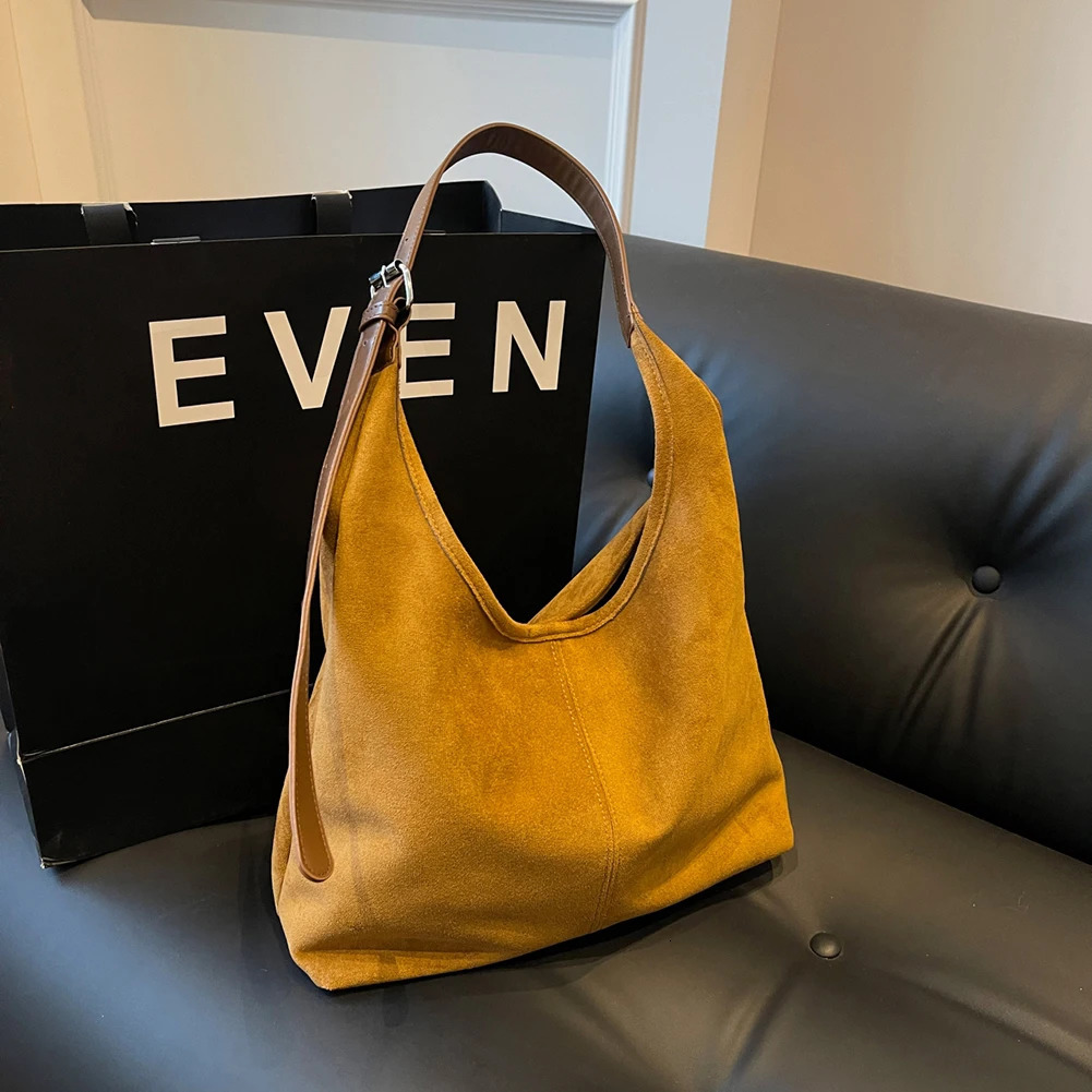 Women Suede Shoulder Bag Stylish Crossbody Large Capacity Top Handle Adjustable Strap Chic Hobo Vintage Satchel 241011