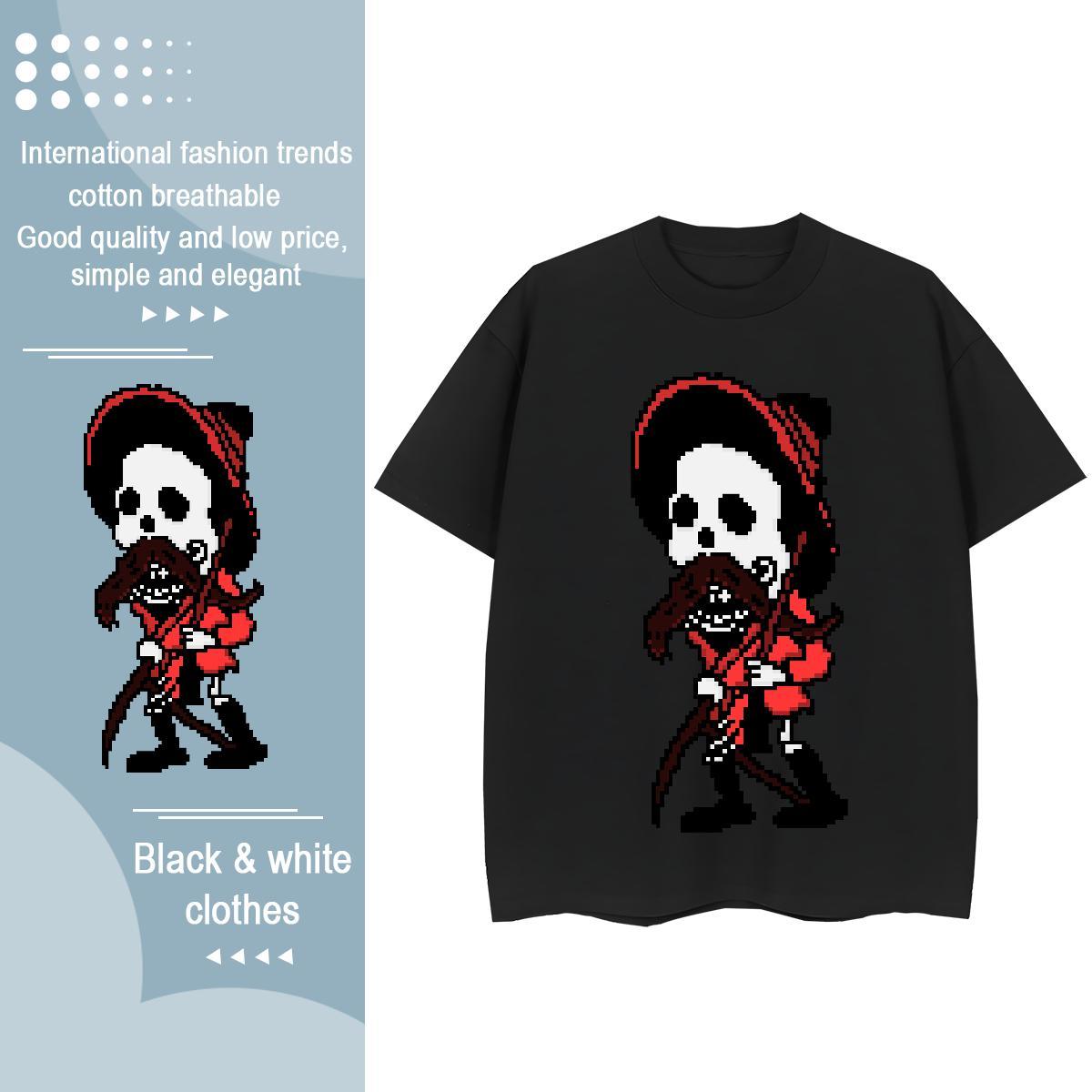 New T shirt 230g 100% Cotton O Neck Short Sleeves Spring Summer skull Couples T Shirts Unisex Anime Tees
