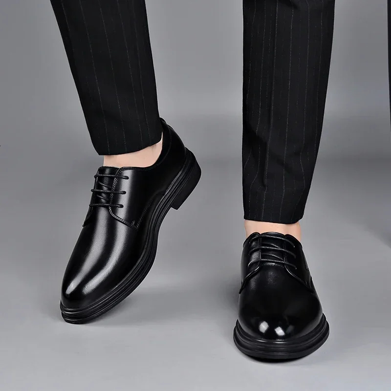 Winter mens shoes elevator shoes warm fur casual classic business high leather shoes 8CM 6CM Moccasins taller mens shoes 241007