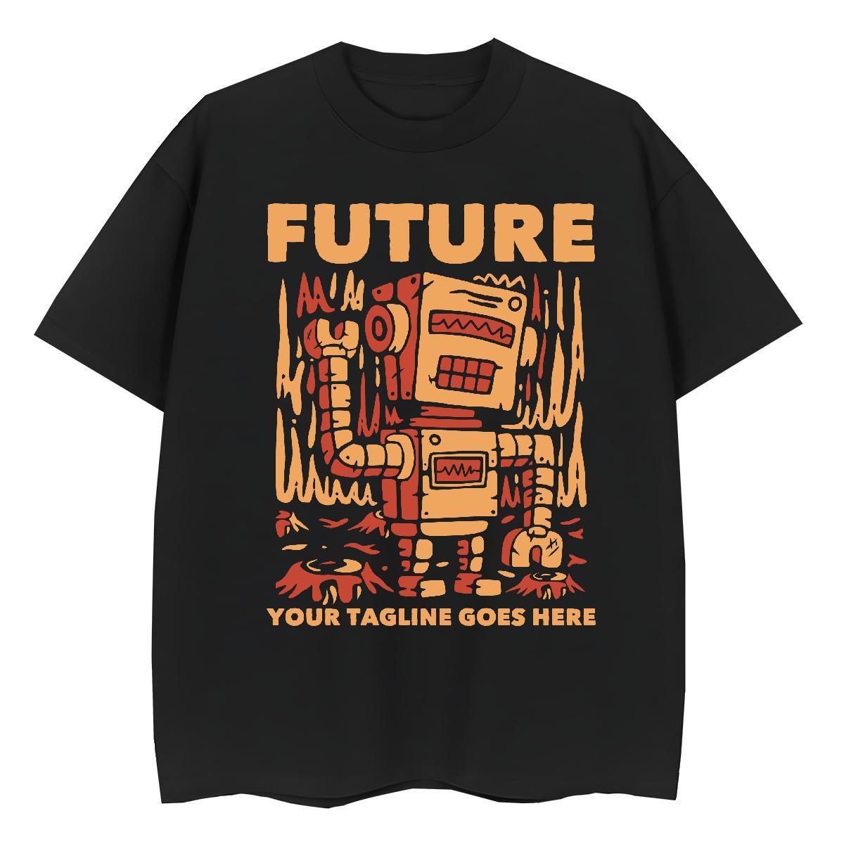 New Women T Shirts 230g Pure Cotton Breathable Casual Sport robot Tshirt for Man Woman Loose fit DIY Anime Tops