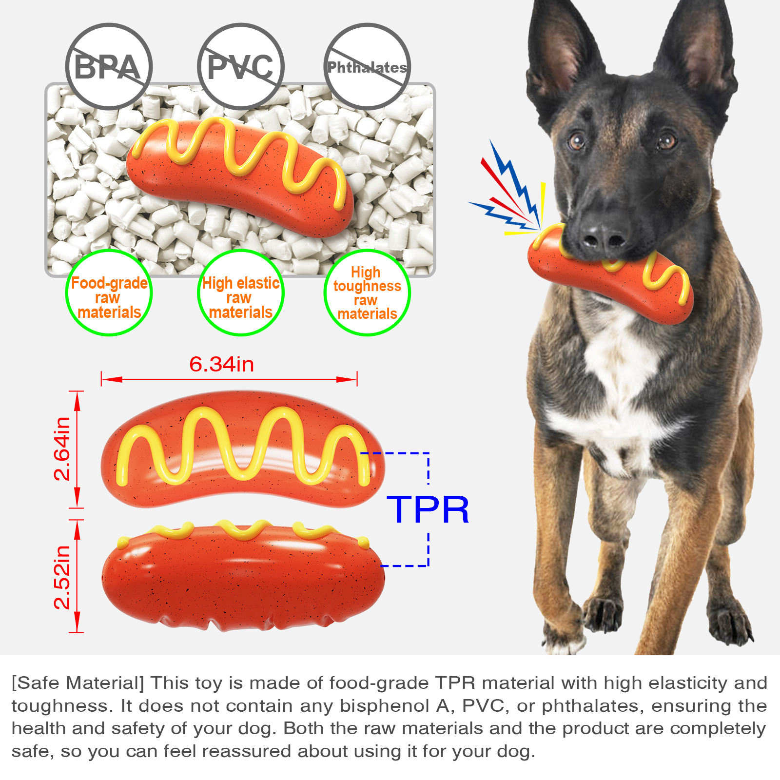 Hot Dog Squeaky Dog Toy sturdy and durable chewing teeth-cleaning sounding cheese grilled sausage interactive dog toys