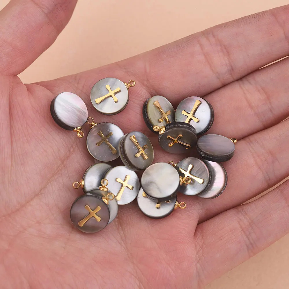 5pcs Natural Shell Charm For Jewelry Making Supplies Necklace Bracelet Pendants Stone Round DIY Earring Accessories 241010