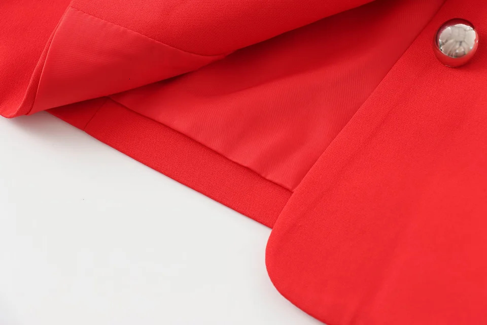 TRAFZAWomen Fashion Short Jacket Lapel Buttons Red Spring Autumn Street Outwear Elegant 241011