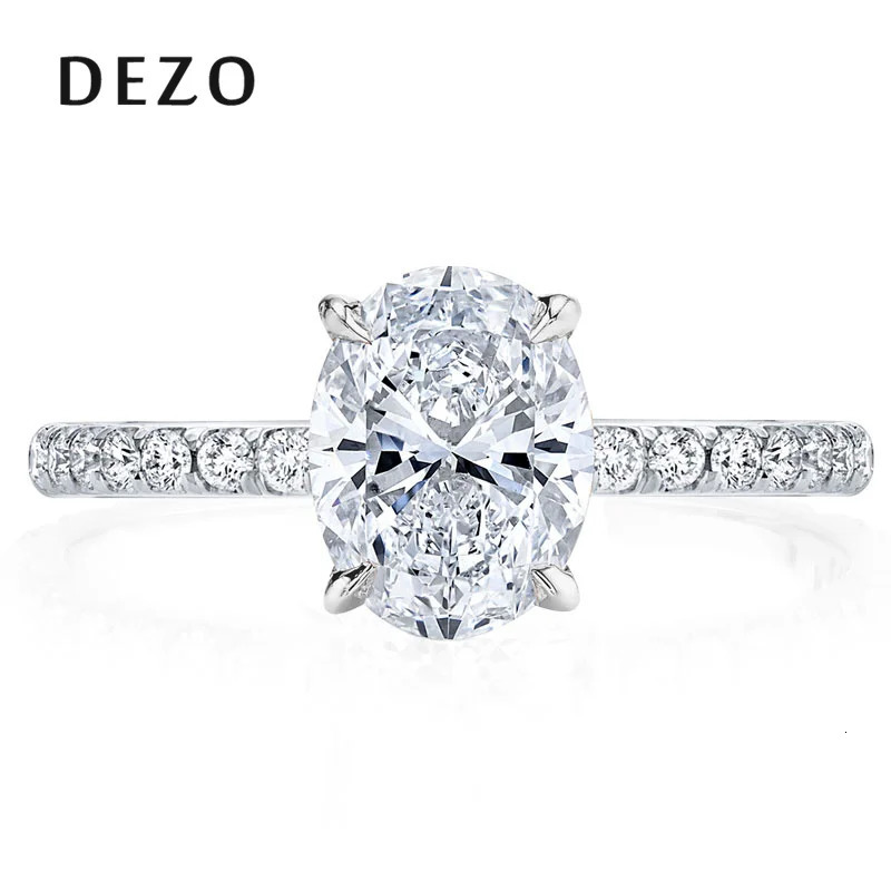 DEZO oval cut 2ct playing card Mo silica diamond engagement ring in D color solid 925 sterling silver wedding promise jewelry for women 240929