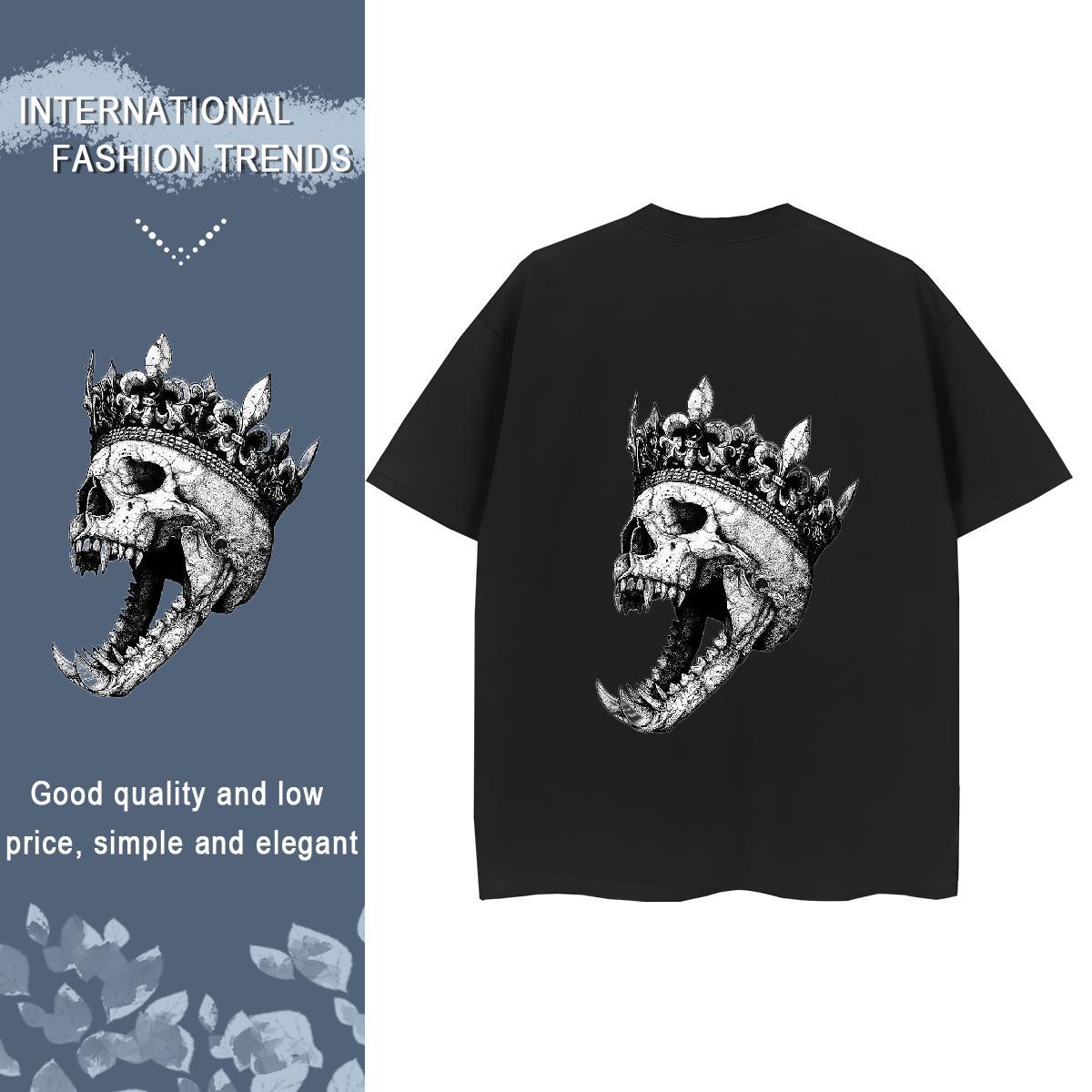 New Arrival T Shirt For Woman 230g Cotton Breathable Short Sleeve Street Wear skull Tshirt for Man Woman Comfortable Cartoon Printing L-4XL Tees Shirt