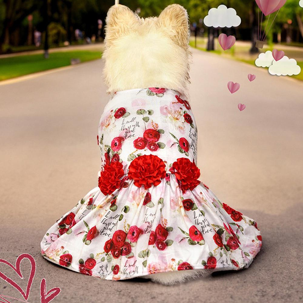 Dog Princess Dress Kitten Pet Skirt Spring Summer Cute Dog Dress Bow Lace Dog Clothes for Small Medium Puppy Poodle Chihuahua