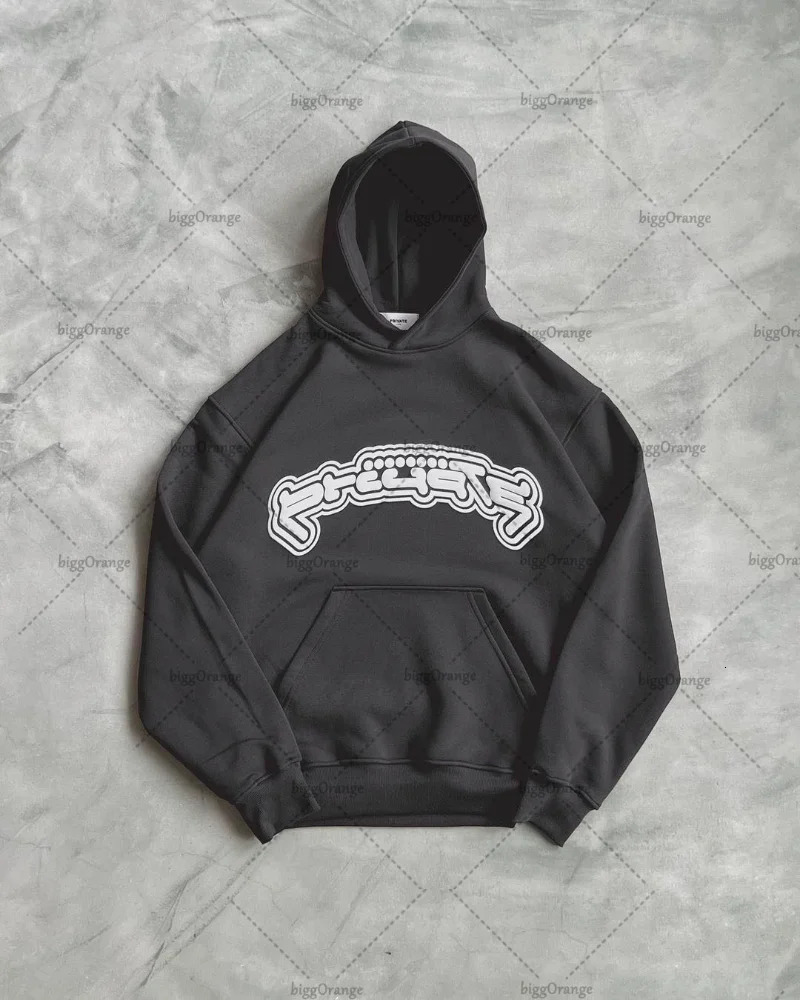 Solid color letter printing oversized handle mens Y2K street hip-hop Harajuku loose fit fully matched sweater top-level couple model 241007