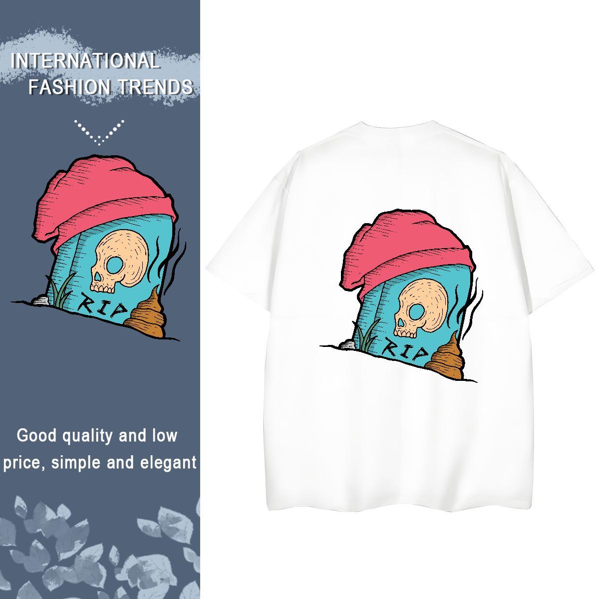 Classic T Shirts Women 230g Cotton Short Sleeve O-Neck Spring Summer skull Lady T shirt Designer Customized Tops