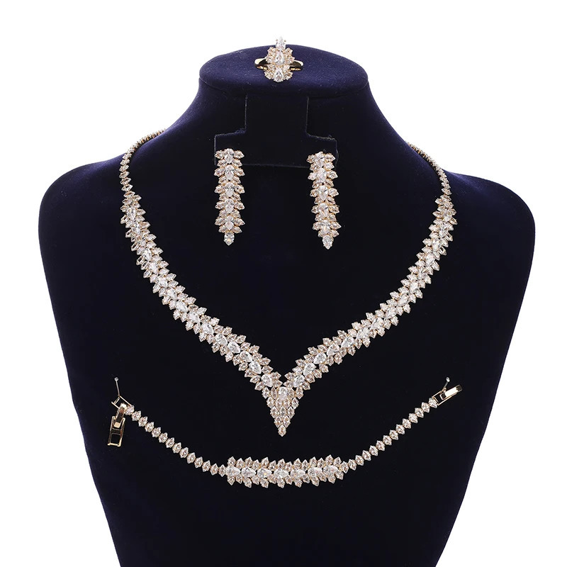 Jewelry Set HADIYANA Womens Wedding Necklace Bracelet Ring Earrings High Quality Zirconia BN7947 Schmuck 241007