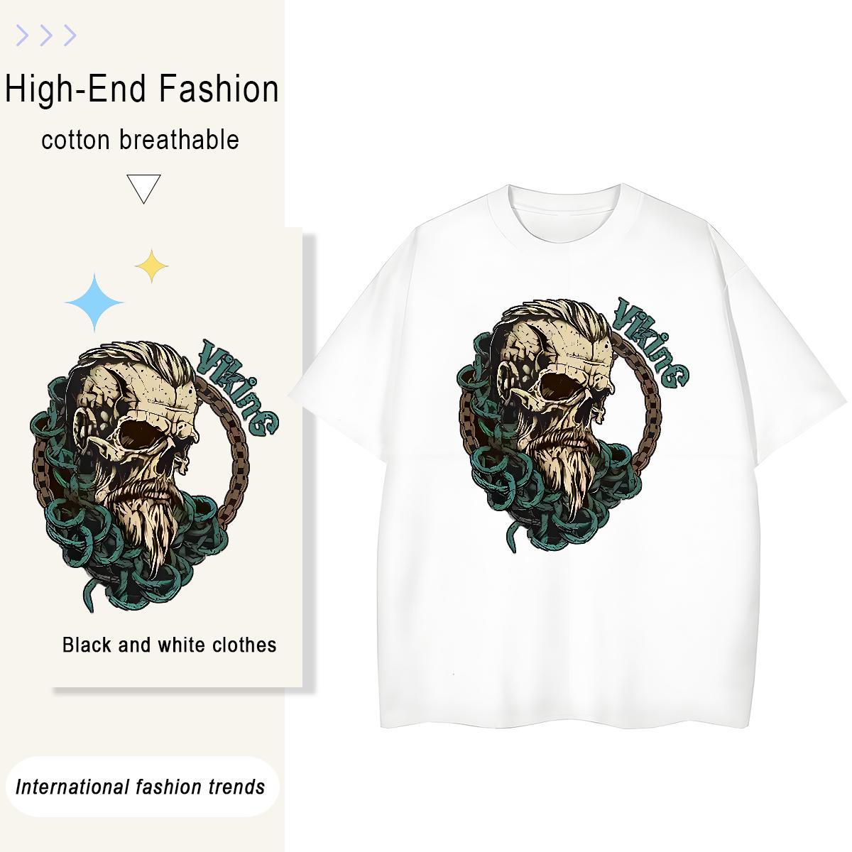 Classic T Shirts Women 100% Cotton 230g Breathable Short Sleeve High Street Hip Hop skull Woman Tshirt Wholesale DIY Anime Printed Clothes