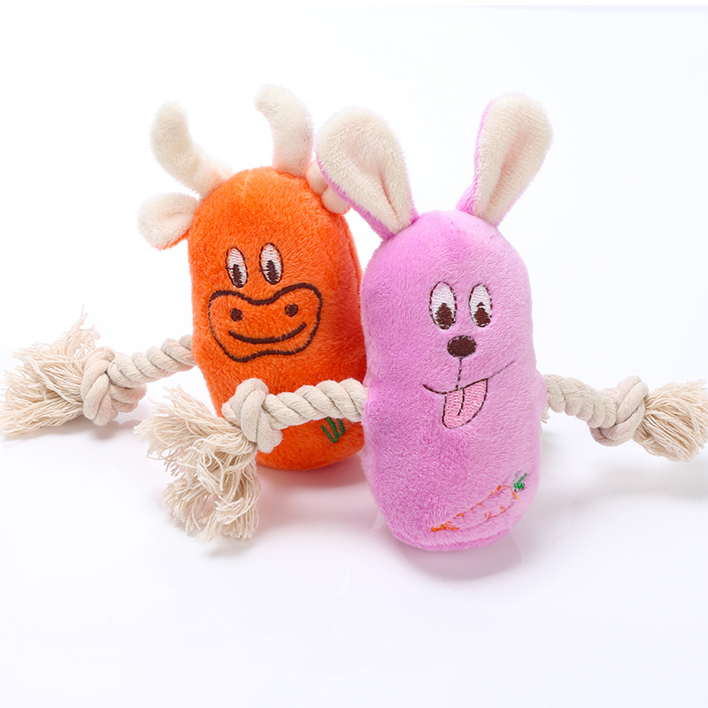 Soft Plush Mouse Pet Chew Toys Animal Rabbit Durable Squeaky Sound Toys For Cat Dogs Interesting Fleece Cattle Pet Squeak Toys