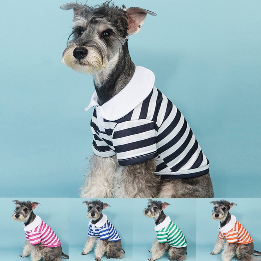 1 Piece Striped POLO Shirt Dog Clothes, Pet Dog T Shirt Clothes, Comfortable and Breathable, Casual and Cute Pet Tops