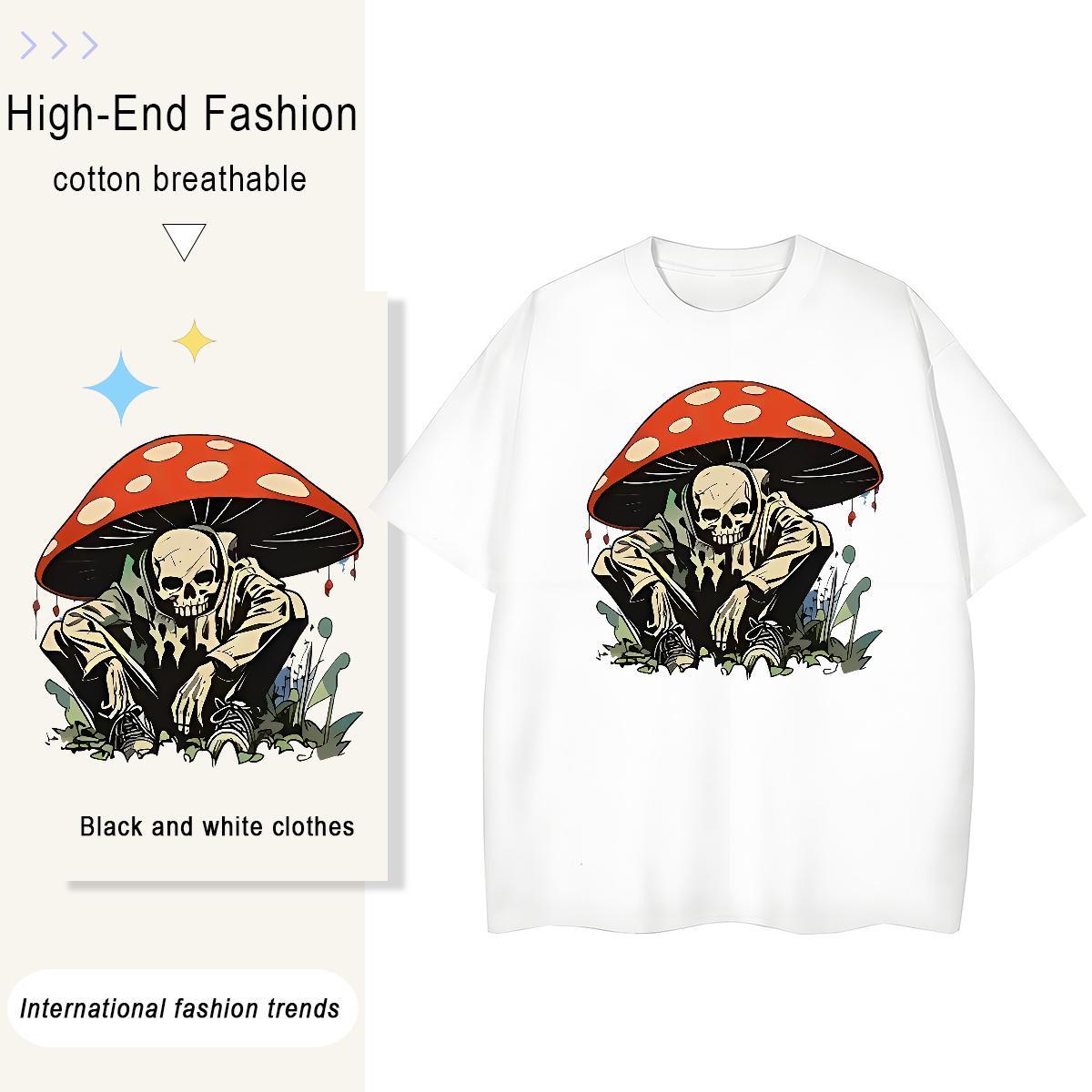 Fashion Women T Shirts 100% Cotton 230g Breathable Soft Outdoor skull Woman Tshirt Brand Floral Print Top Shirts