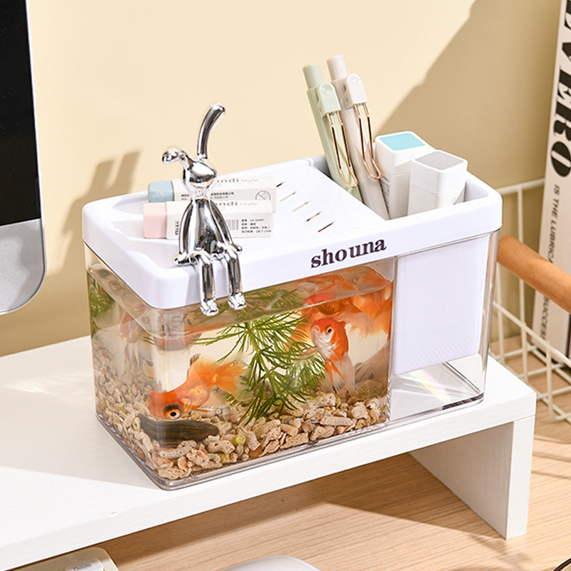 Glass fish tank living room small fighting fish goldfish aquarium home desktop ecological turtle tank