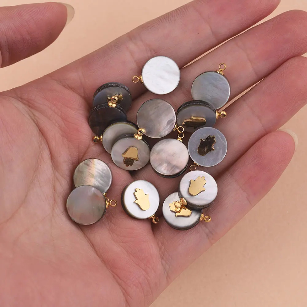 5pcs Natural Shell Charm For Jewelry Making Supplies Necklace Bracelet Pendants Stone Round DIY Earring Accessories 241010