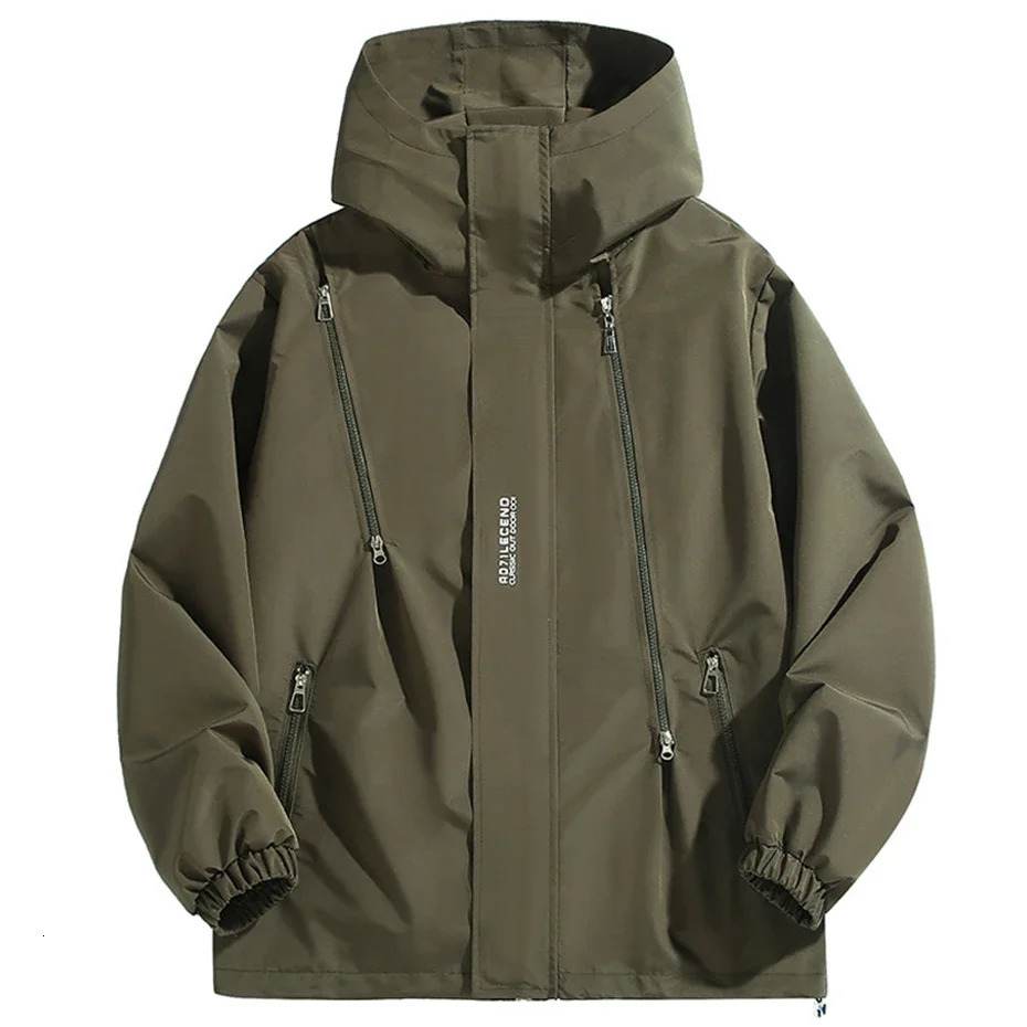 12XL Plus Size Men Jackets Hooded Windbreaker Coats Multi Zipper Black Loose Casual Jacket Man Spring Autumn Camping 241011