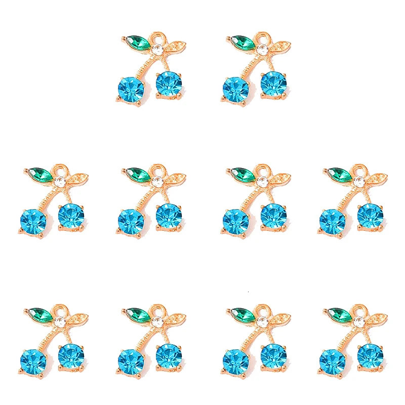 Peixin 10PcsSet Charming Colorful Crystal Cherry Pendant Fruit Dangle Jewelry Accessories DIY Earrings Making Supplies 241010