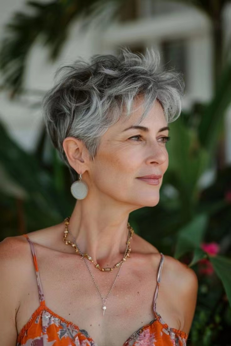 Grey short salt and pepper human wigs for black women layered short pixie cut wigs with bangs gray old lady wigs weft glueless raw hair wigs