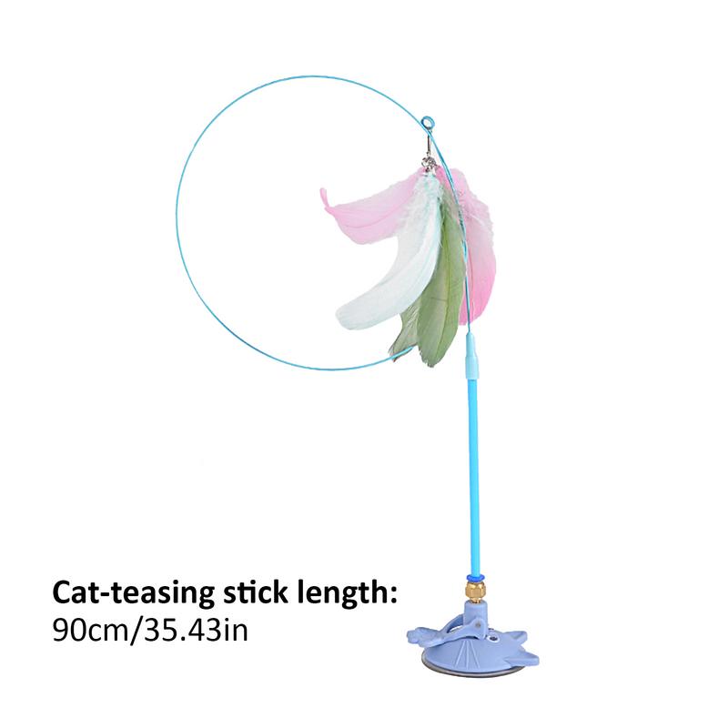 Suction Cup Feather Teaser Wand Cat Teaser Wand Toy Portable Pet Toys For Indoor Cats Cute Kitten Toys For Relaxing Exploring