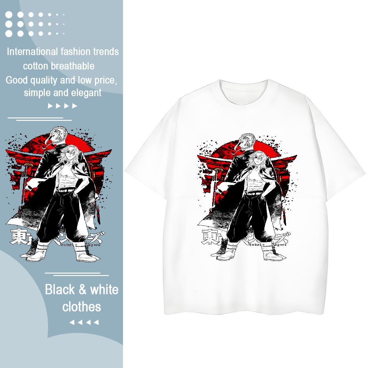 TOP Quality T-Shirts for Women 100% Cotton 230g Crew Neck Breathable Street Wear Tokyo Revengers Women Tshirts Nice Anime Print Clothes