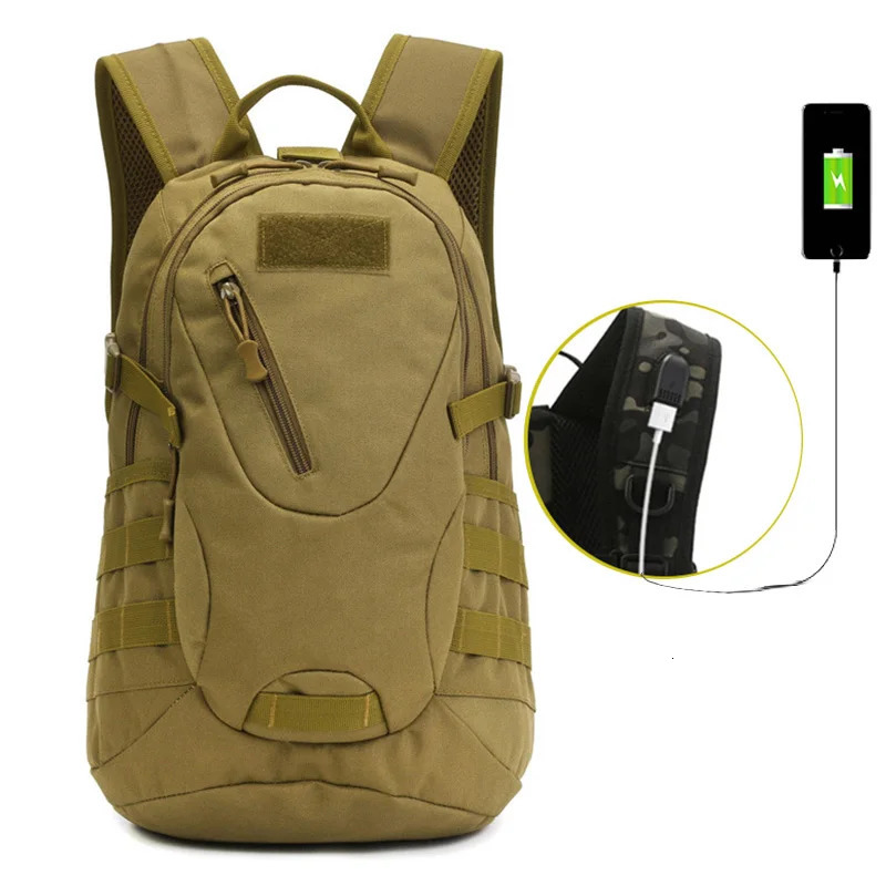 20L Tactical Backpack Camping Bag Hiking Rucksack Camouflage Men Travel Mountaineering Outdoor Sports Shoulder USB School Bag 241008