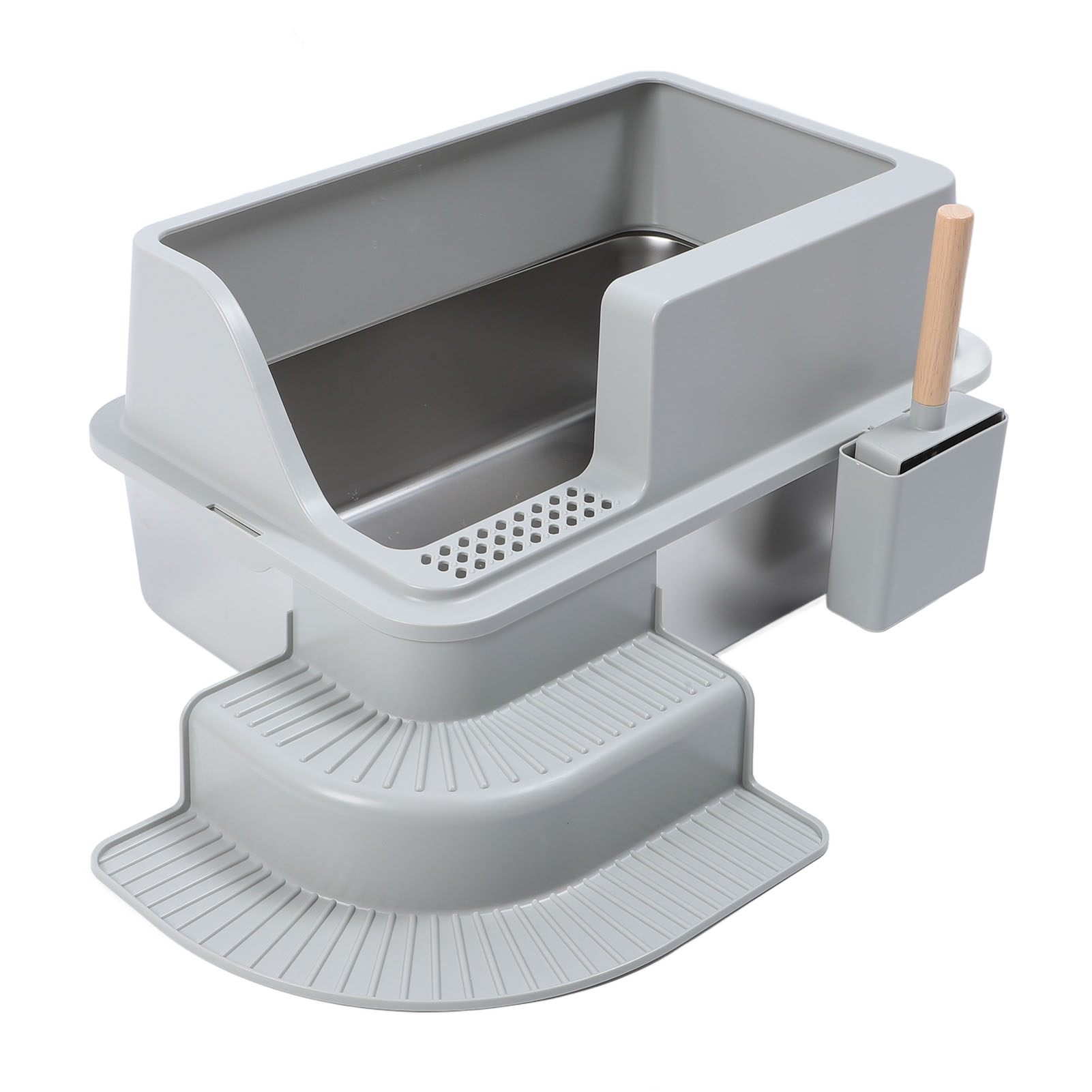 Stainless Steel Cat Litter Box Splash Proof Leakproof Odorless Easy to Clean Enclosed Cat Litter Box for Large Cats