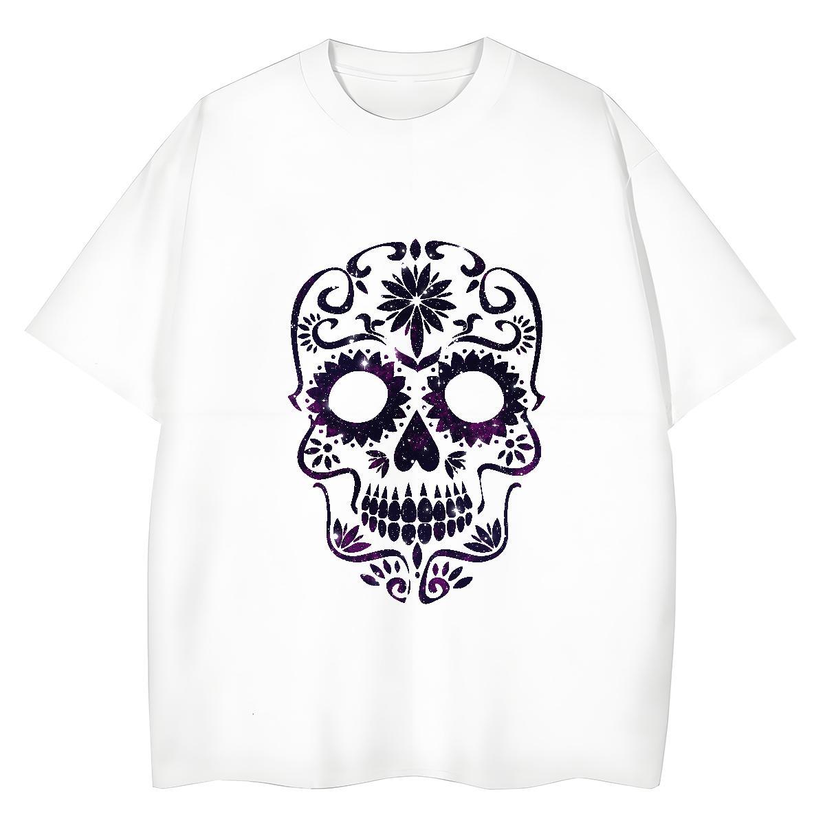Fashion T-Shirts for Women 230g 100% Cotton Breathable Crew Neck Daily Wear skull Women Tshirts 5A DIY Printed Clothes Shirt