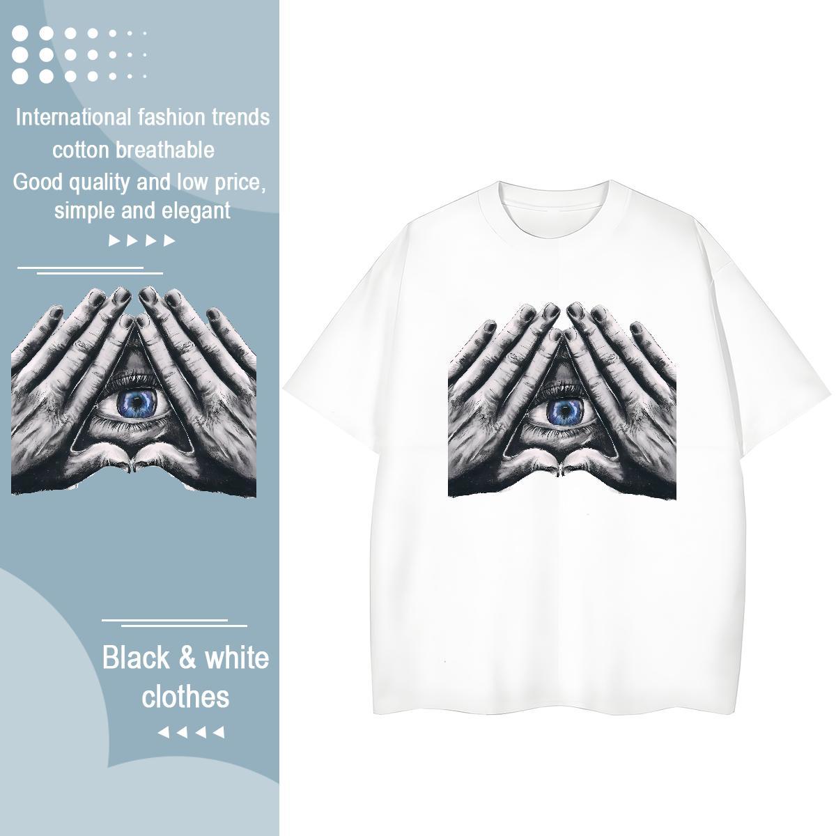 New Arrival T-Shirts 230g 100% Cotton O Neck Short Sleeves Home Outdoor eye of the devil Woman Tshirt Female Graphic Tees Shirts