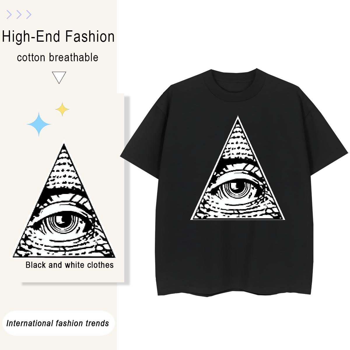 Casual New T-Shirts for Women 230g Pure Cotton O-Neck Short Sleeve High Street Hip Hop eye of the devil Women Tees Female Cartoon Anime Tops