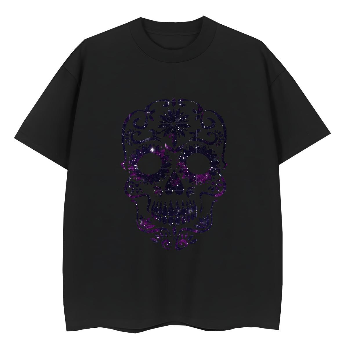 Fashion T-Shirts for Women 230g 100% Cotton Breathable Crew Neck Daily Wear skull Women Tshirts 5A DIY Printed Clothes Shirt