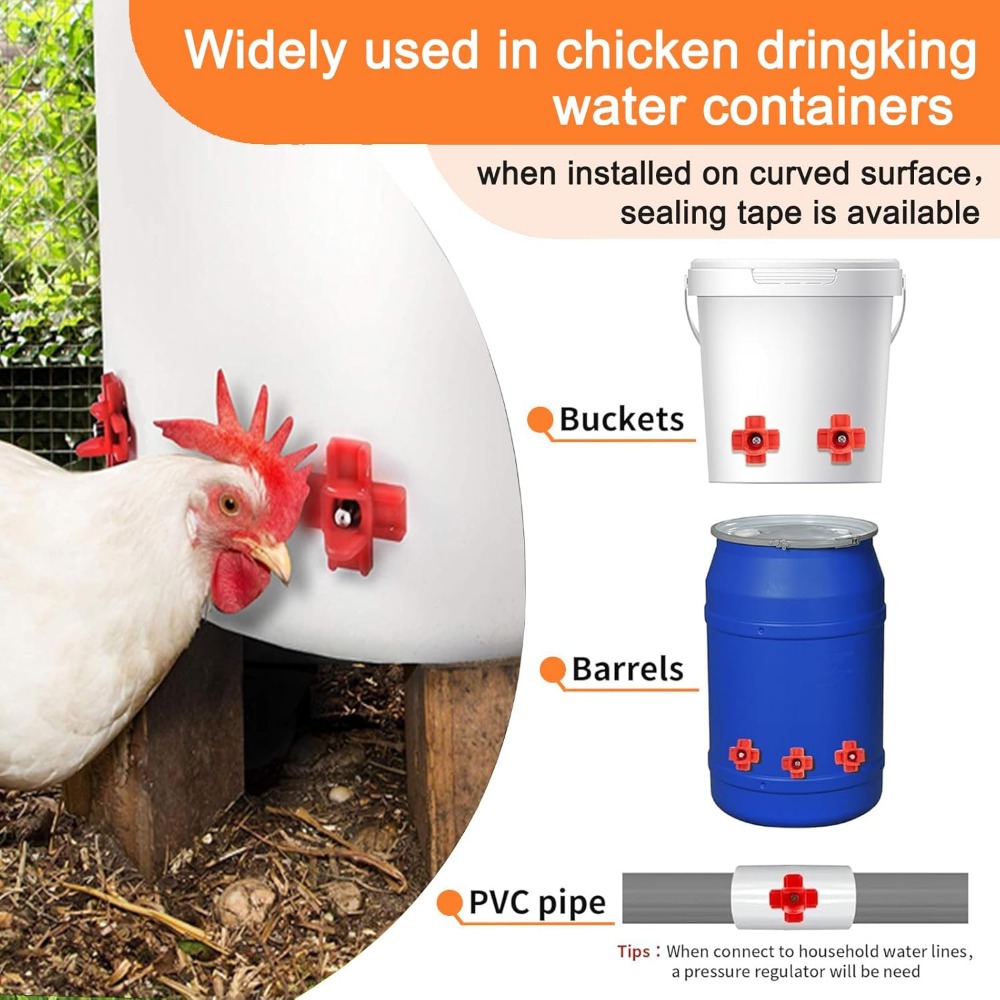 10/15/10pcs Chicken Water Dispenser Chicken House Automatic Water Feeding Bowl Poultry Cross Drinking Mouth Breeding Equipment