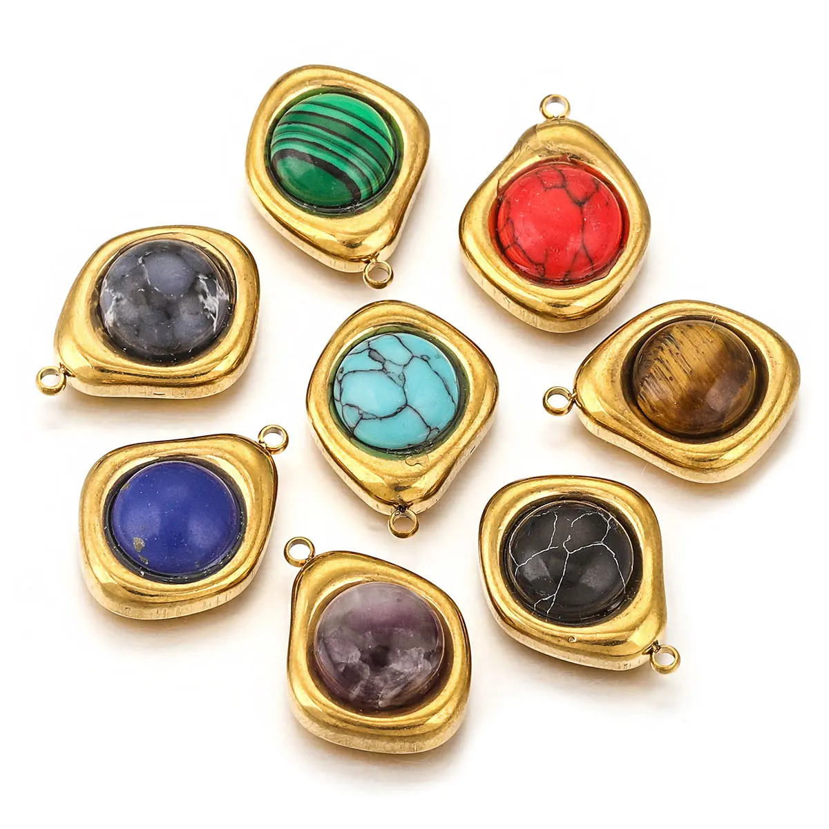 4PcsLot Stainless Steel Goldplated Small Charm Irregular Shape Stone DIY Necklace Earrings Jewelry Craft Accessories Wholesale 241010