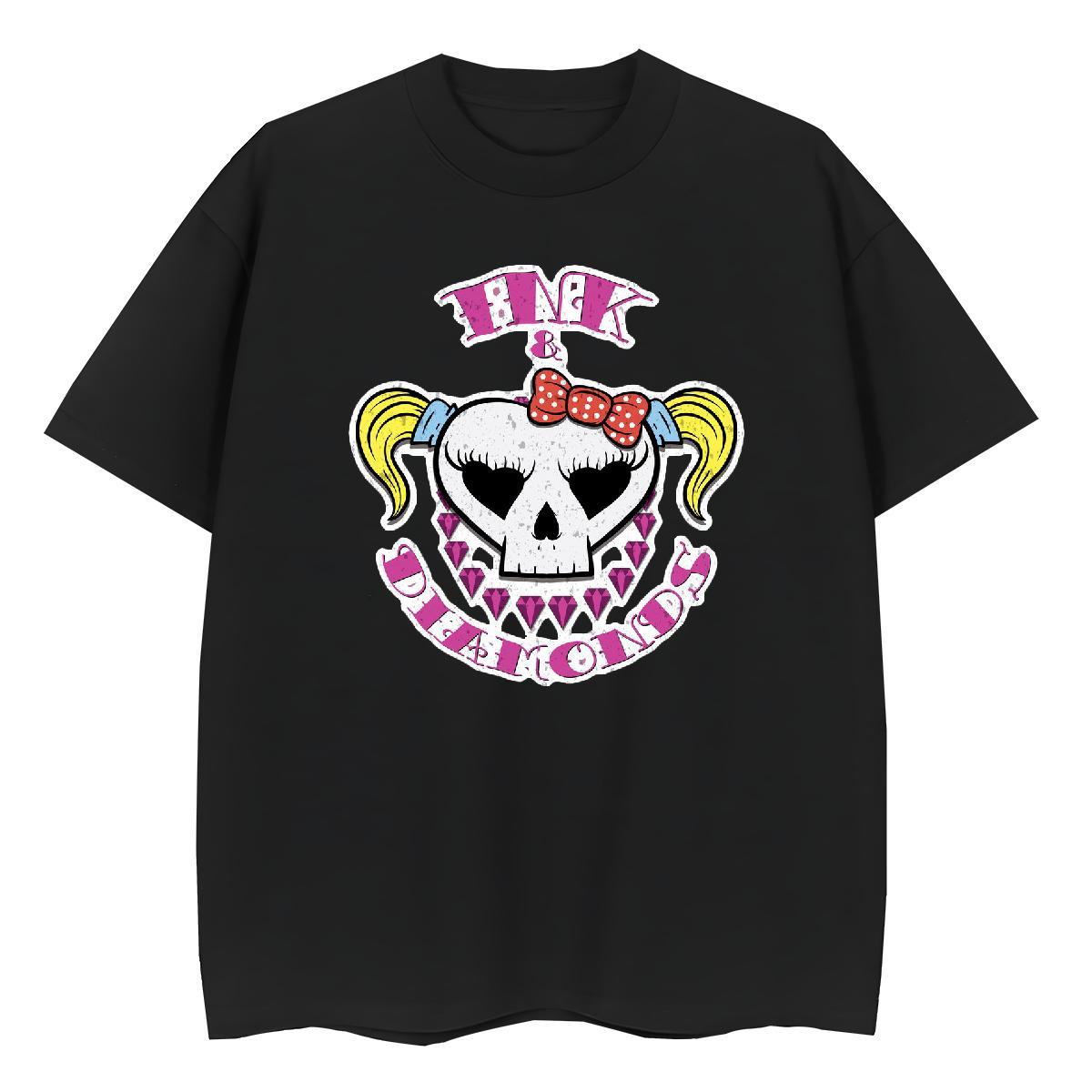 Fashion Casual T shirt 230g Pure Cotton Breathable Crew Neck Street Casual skull Couples T Shirts Designer White Plus Size Tees