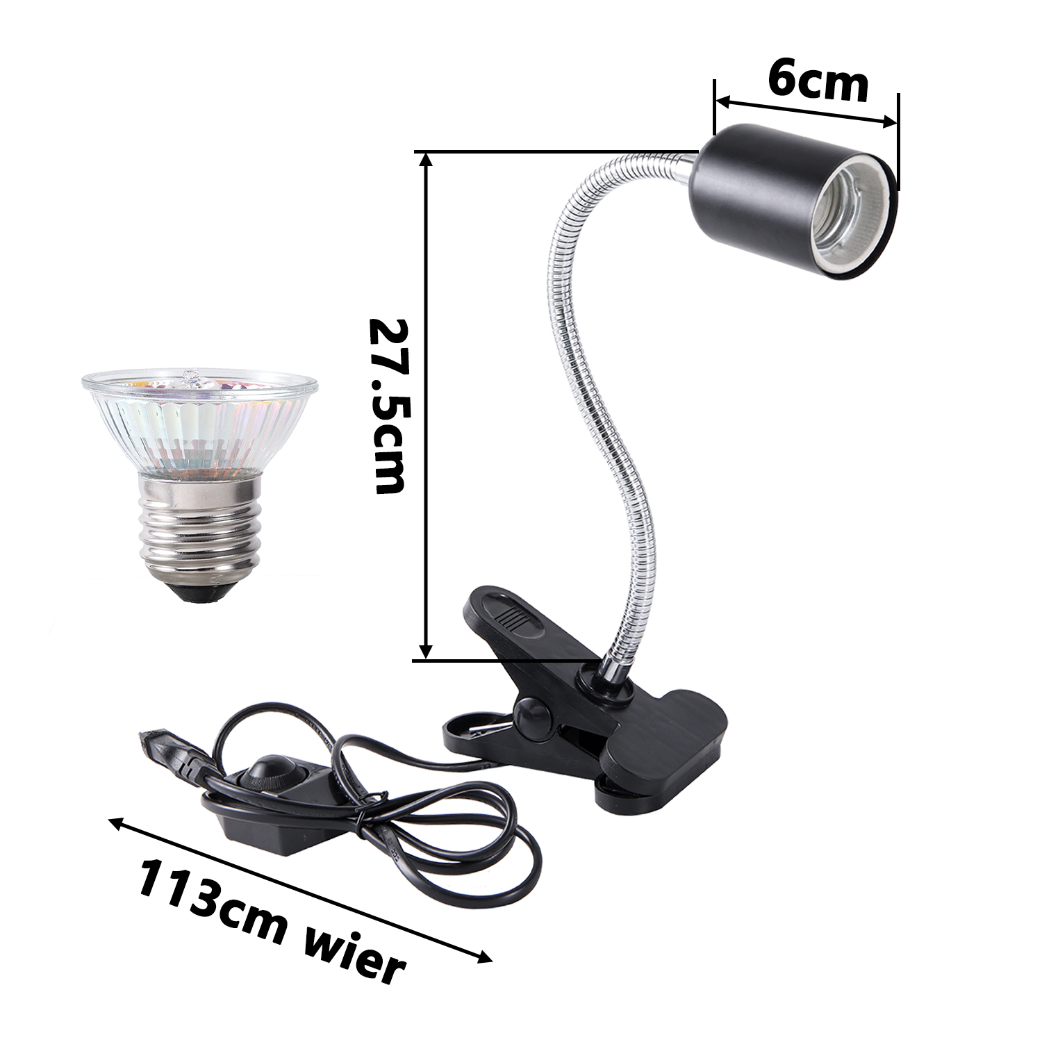 E27 360° Revolving Light Stand EU Lamp Holder Adjustable Brightness LED UVA Heat Lamp Clip For Reptile Pet Turtle Back Light