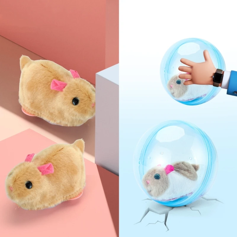 Hamster Balls Electric Toy Plush Hamster Electric Toy Scroll Walk Little Toy Animal for Children Gift Electronic Pet Toy