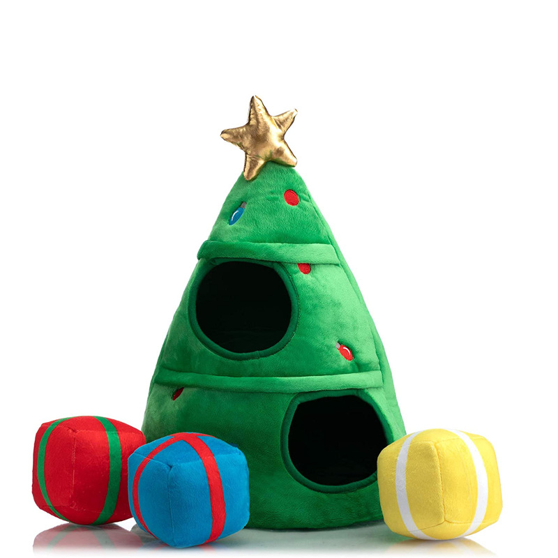 2022 New products christmas tree pet toy rubber latex toy eco-friendly squeaky xmas dog toy