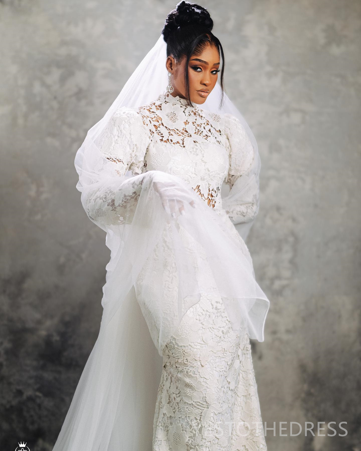2024 Plus Size Aso Ebi Wedding Dress Bridal Gowns For Bride High Neck Long Sleeves Flora Beaded Lace Gorgeous Wedding Gowns for African Black Women D3