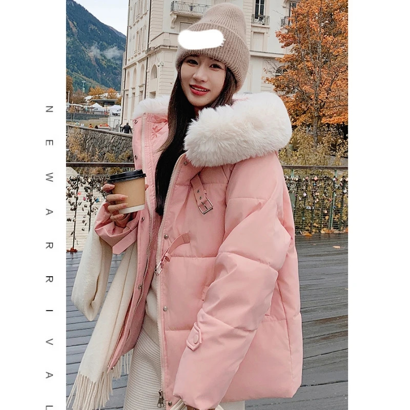 Black down jacket womens hooded fashion American streetwear Y2K style duck down womens winter pink short jacket 241009