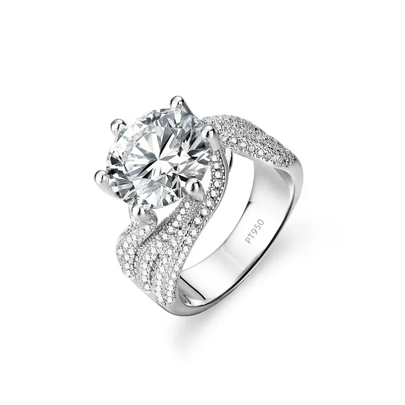 platinum Pt950 18k 5- all Mo silica diamond ring womens D-color jewelry wedding engagement ring gorgeous 241007