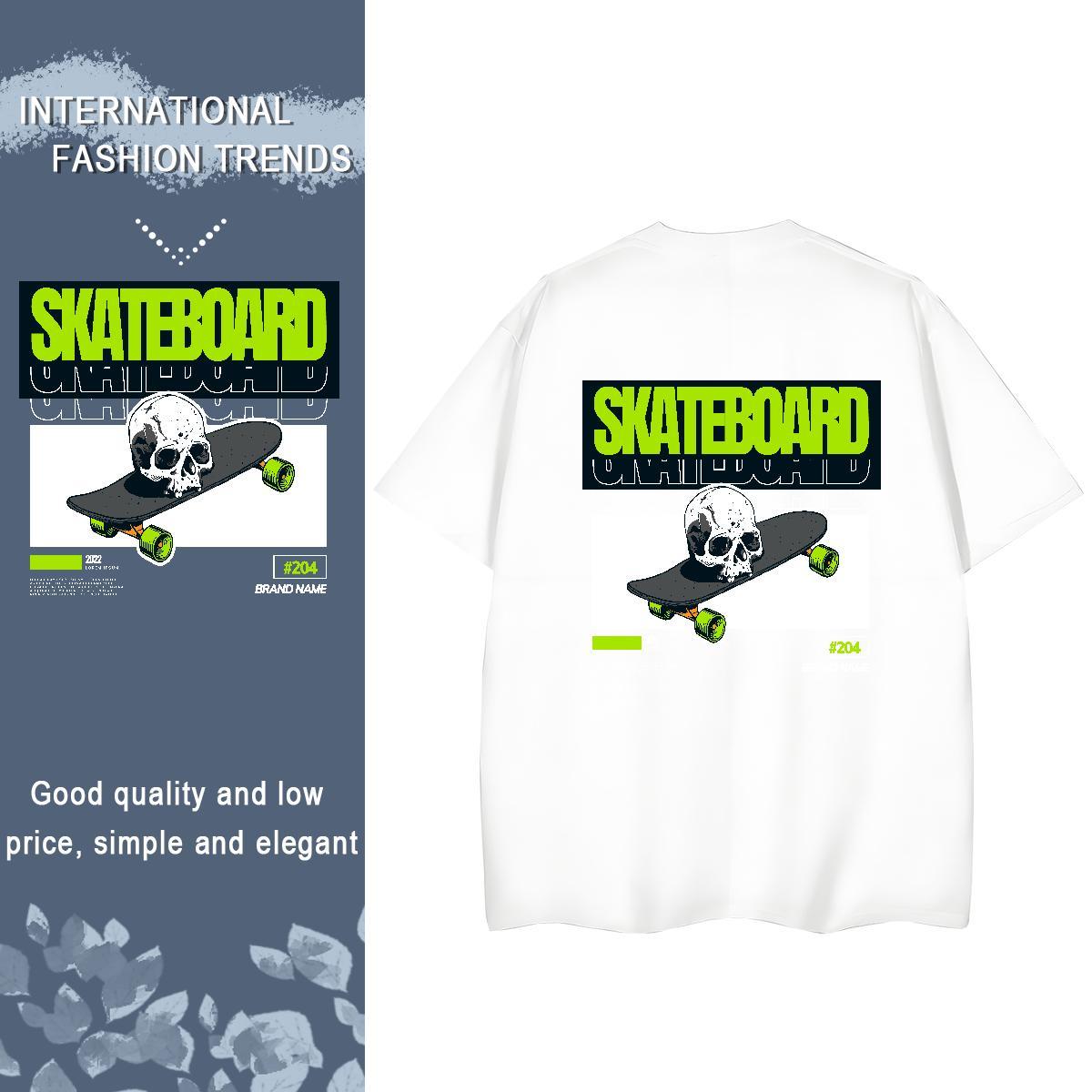 Stylist T Shirt For Woman 230g Pure Cotton Crew Neck Breathable Spring Summer skull Unisex Tshirts Brand Black Oversized Polos