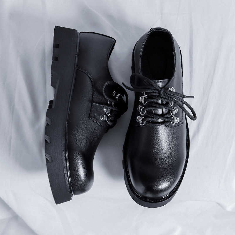 Martin Boot Mens Shoes New British Trendy Shoes Low Top Ankle Boots Spring and Autumn Hairstylist Big Head Leather Shoes Fashion Boots 240927