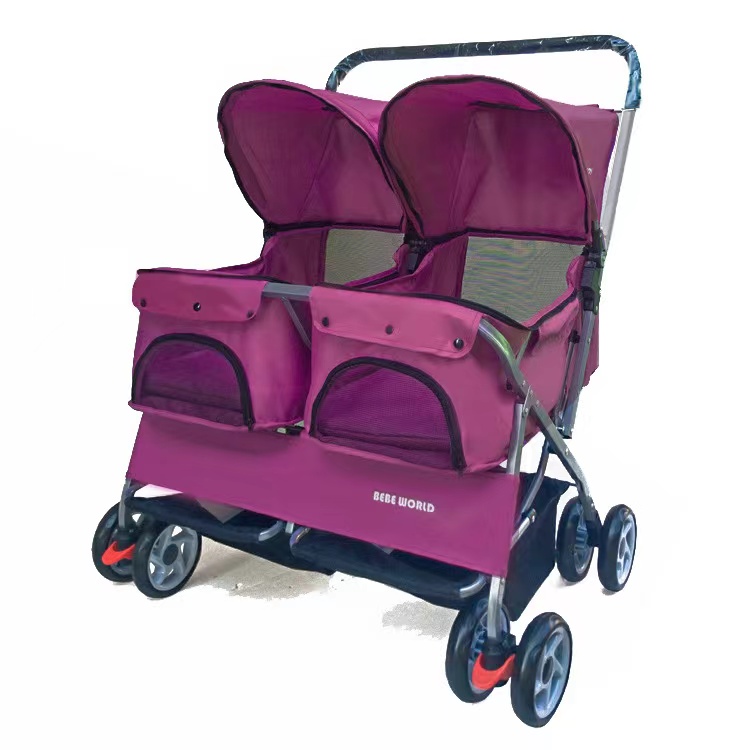 New Style Portable Dog Foldable Pet Stroller Two-seater Pet Car