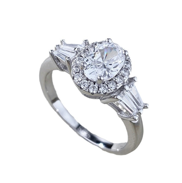 Moissanite Dia Ring: Stunning 1CT 57MM Oval Cut Real 100% Sterg Sier Wedding Band