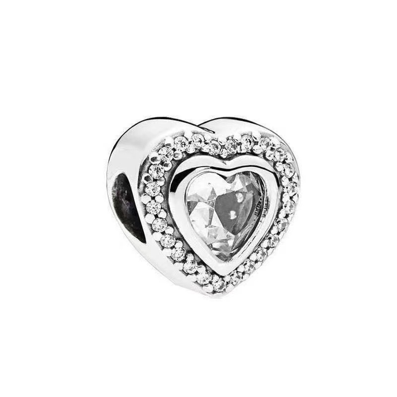 Designer S Sterling Sier Heart Dia Loose Beads Charms Women For PAN Fits 3mm Snake Chain Bracelets Birthday Christmas Gift DIY Making Jewelry B079