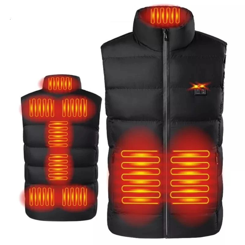 9 Areas Heated Vest Jacket USB Men Winter Electrically Heated Thermal Waistcoat for Hunting Hiking Warm Hunting Jacket 241011